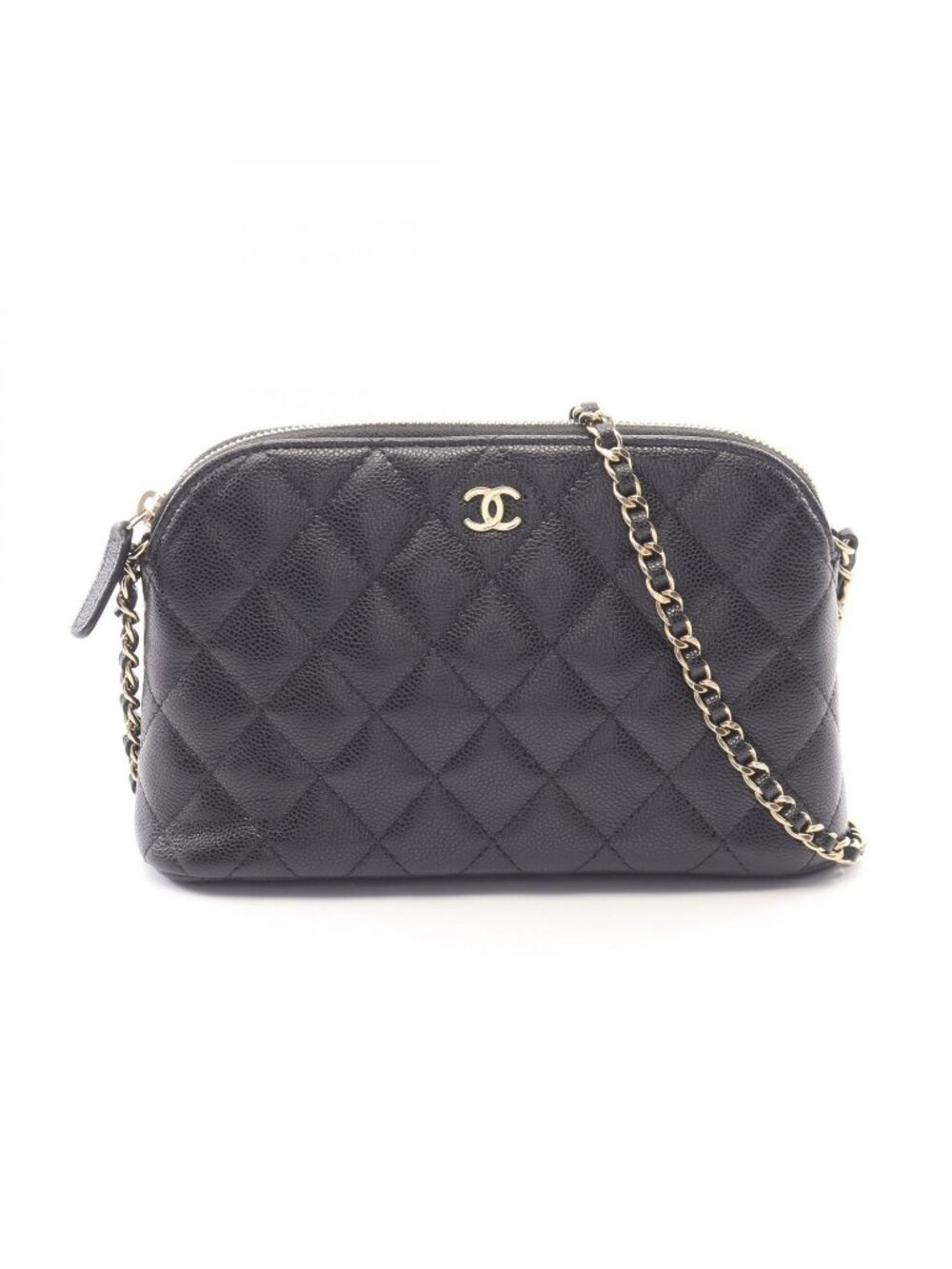 Chanel Shoulder Bag Quilted Classic Chain Clutch Black Caviar Leather Timeless